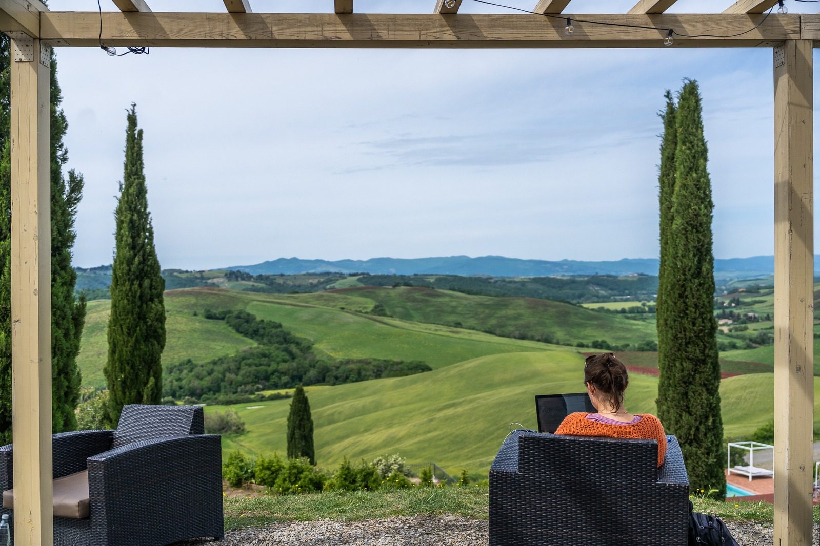 Deep work overlooking the Tuscan hills