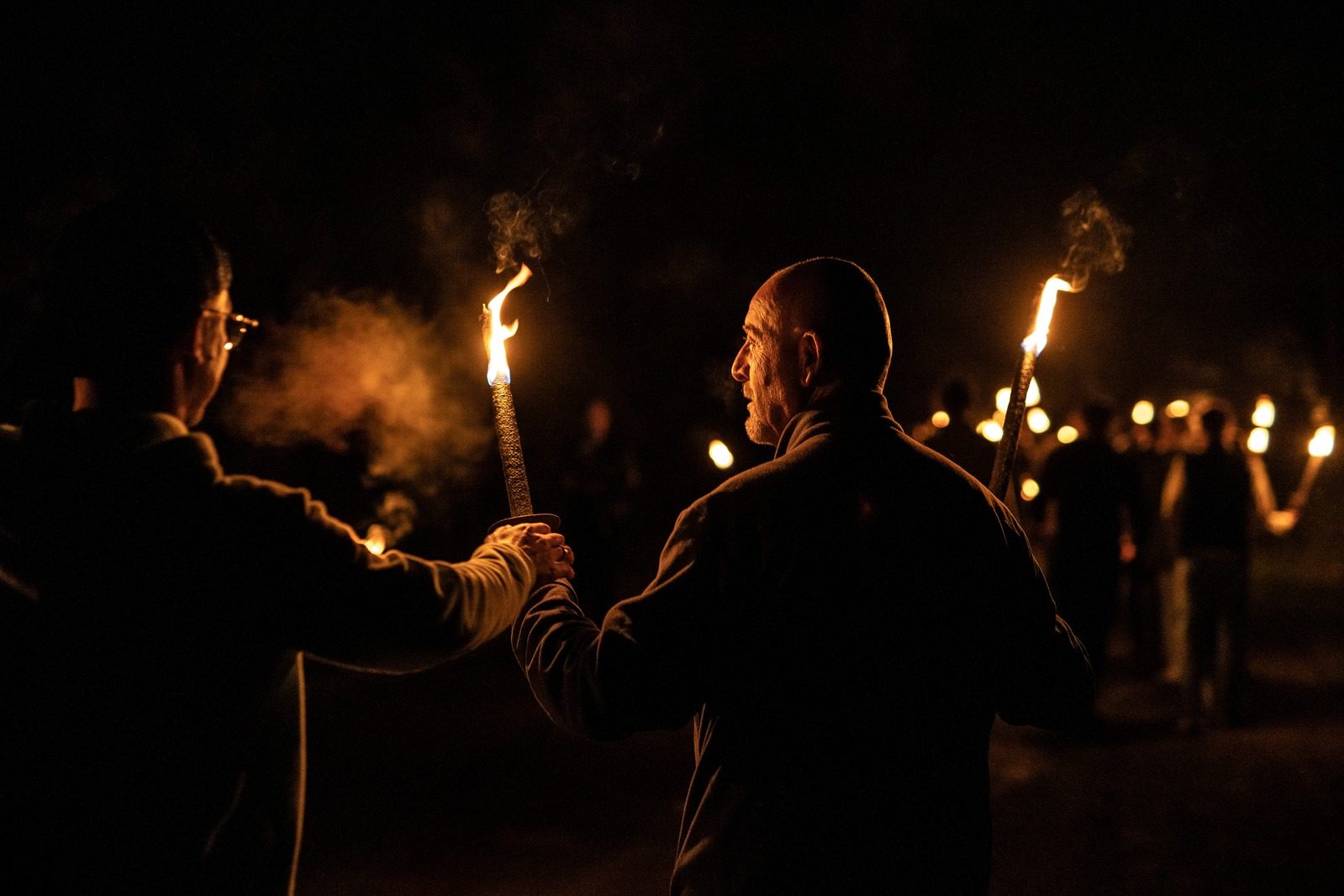 Torch walk at night